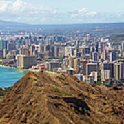 Diamond Head Crater And Honolulu Shore Poster