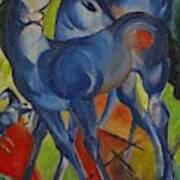 Die Blauen Fohlen-blue Fillies, 1913 Canvas, 55,4 X 38,5 Cm. Poster