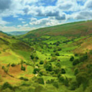 Digital Oil Painting Of The View Down Valley From Top Of Pistyll Poster