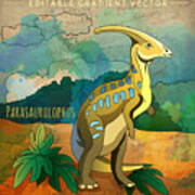 Dinosaur In The Habitat Vector Poster