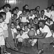 Dodgers Players Teaching Kids Basketball Poster