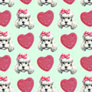 Dog And Heart Pattern Poster