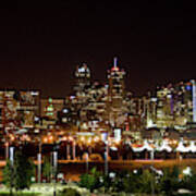 Downtown Denver At Night Poster