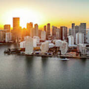 Downtown Miami At Sunset Poster