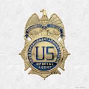 Drug Enforcement Administration -  D E A  Special Agent Badge Over White Leather Poster