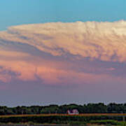 Dying Nebraska Thunderstorms At Sunset 078 Poster