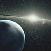 Earth, Asteroid Belt And Star Poster