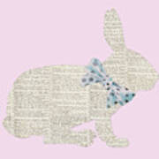 Easter Bunny Silhouette With Bow Poster