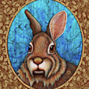 Eastern Cottontail Portrait - Brown Border Poster
