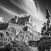 Edinburgh Castle Scotland Black And White Poster