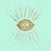 Evil Eye Gold On Mint #1 #drawing #decor #art Poster