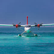 Exotic Scene With Seaplane On Maldives Poster