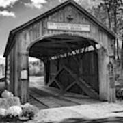 Fall At The Kissing Bridge Black And White Poster