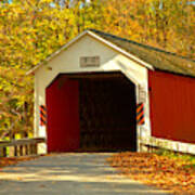 Fall Foliage At The Eagleville Covered Bridge Poster