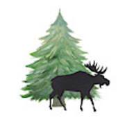 Farmhouse Christmas Moose Poster