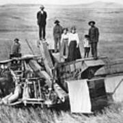 Farming Family Standing On Horse Drawn Poster