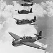 Five Grumman Avengers In Flight Poster