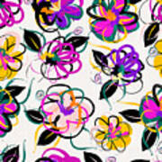 Floral Seamless Pattern Background Poster