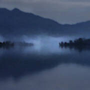 Fog On The Dark Mountain Lake Poster