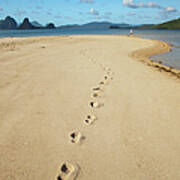 Footprints On A Sand Island Near El Poster