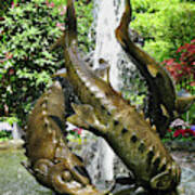 Fountain Sculpture, Butchart Gardens, Bc Poster