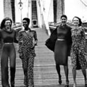 Four Models On A Bridge Wearing Diane Von Poster