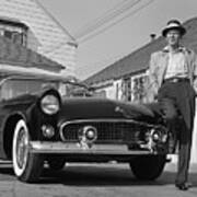 Frank Sinatra Standing With T-bird Poster