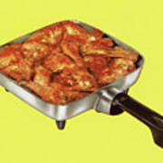 Frying Pan With Chicken Poster
