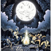 Full Moon Night Cats Poster