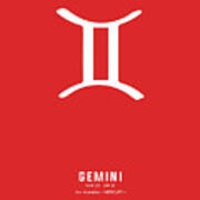 Gemini Print - Zodiac Signs Print - Zodiac Posters - Gemini Poster - Red And White - Gemini Traits Poster