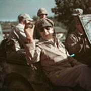 General Douglas Macarthur Riding In Jeep Poster