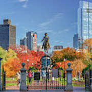 George Washington And Boston's Public Garden In Autumn Poster