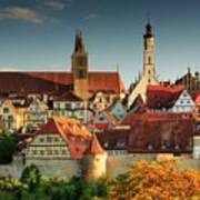 Germany, Bavaria, Middle Franconia, Rothenburg Ob Der Tauber, Panoramic View Poster