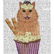 Ginger Cat Cupcake Book Print Poster