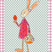 Girl Bunny With Egg & Basket Poster