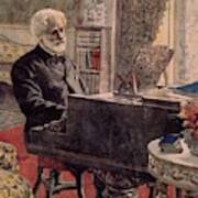 Giuseppe Verdi At Piano, 1899, Engraving. Achille Beltrame . Poster