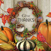 Give Thanks Fall Art-b Poster
