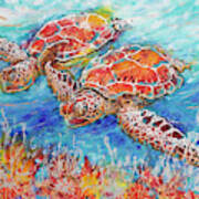 Gliding Sea Turtles Poster