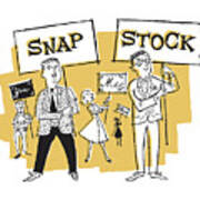 Group Of People Holding Snap Stock Signs Poster