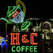H And C Coffee Sign Roanoke Virginia Poster