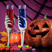 Happy Halloween Ghoulish Party Cocktail Drinks Poster