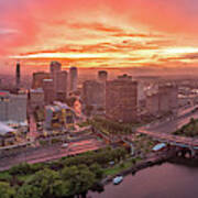 Hartford Ct Downtown Sunset Aerial Panorama Poster