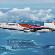 Hawaiian Airlines L-1011 Over The Islands Poster