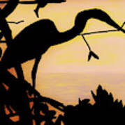 Heron Sunset Poster