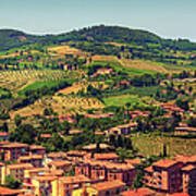Hills Of Tuscany Near Town San Gimignano Poster