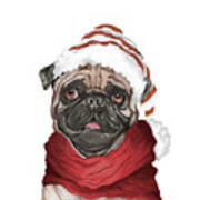 Holiday Pug Poster