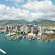 Honolulu Skyline Shot From A Helicopter Poster