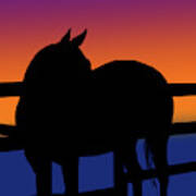 Horse And Fence In Silhouette Poster