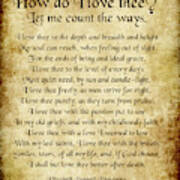 How Do I Love Thee Poem - Antique Style Poster