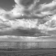 I Heart Crane Beach Heart Shaped Cloud Ipswich Ma Black And White Poster